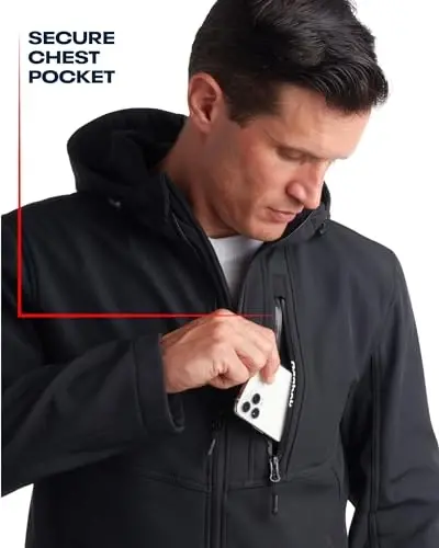 Reebok Men's Jacket - Lightweight Softshell Jacket with Hood – Casual Weather Resistant Coat for Men (S-XXL) - 4