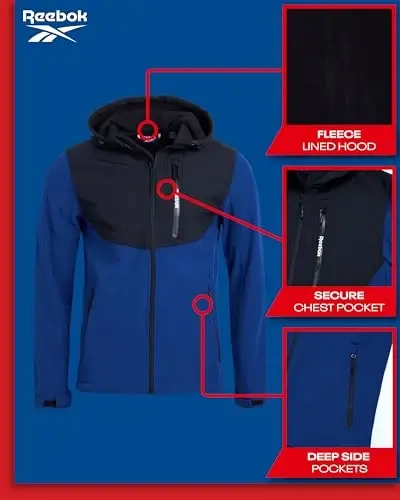 Reebok Men's Jacket - Lightweight Softshell Jacket with Hood – Casual Weather Resistant Coat for Men (S-XXL) - REEBOK (1)