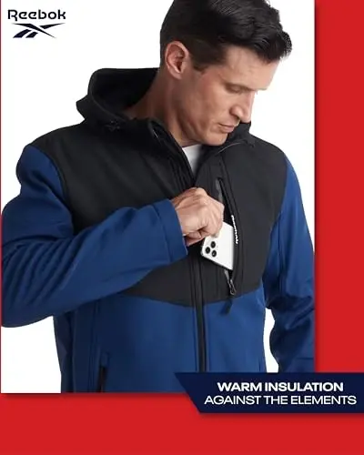 Reebok Men's Jacket - Lightweight Softshell Jacket with Hood – Casual Weather Resistant Coat for Men (S-XXL) - 3