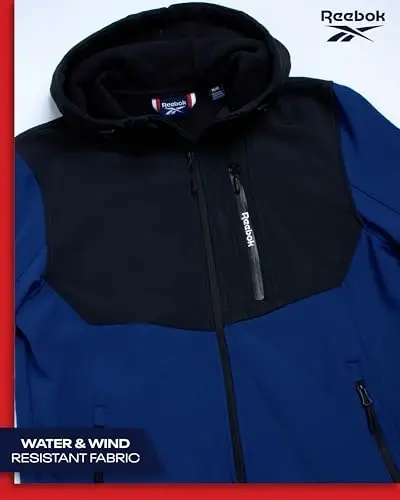Reebok Men's Jacket - Lightweight Softshell Jacket with Hood – Casual Weather Resistant Coat for Men (S-XXL) - 4