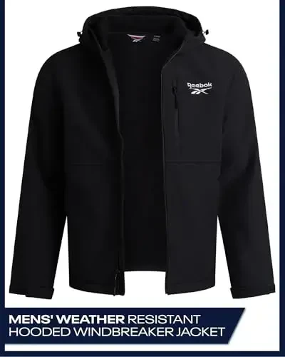 Reebok Mens Jacket - Water Resistant Zip Up Sherpa Fleece Lined Softshell Mens Lightweight Jacket - Winter Jackets for Men 