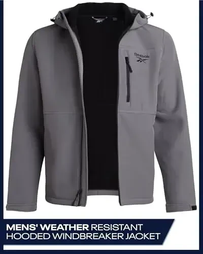 Reebok Mens Jacket - Water Resistant Zip Up Sherpa Fleece Lined Softshell Mens Lightweight Jacket - Winter Jackets for Men - 1