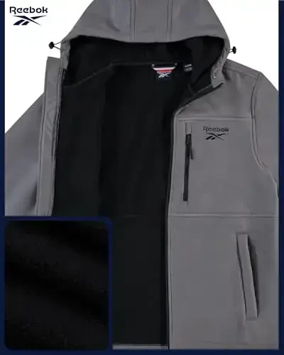 Reebok Mens Jacket - Water Resistant Zip Up Sherpa Fleece Lined Softshell Mens Lightweight Jacket - Winter Jackets for Men - 4