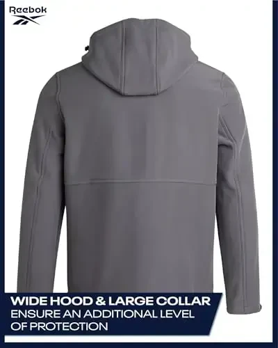 Reebok Mens Jacket - Water Resistant Zip Up Sherpa Fleece Lined Softshell Mens Lightweight Jacket - Winter Jackets for Men - 6