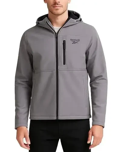 Reebok Mens Jacket - Water Resistant Zip Up Sherpa Fleece Lined Softshell Mens Lightweight Jacket - Winter Jackets for Men - 7