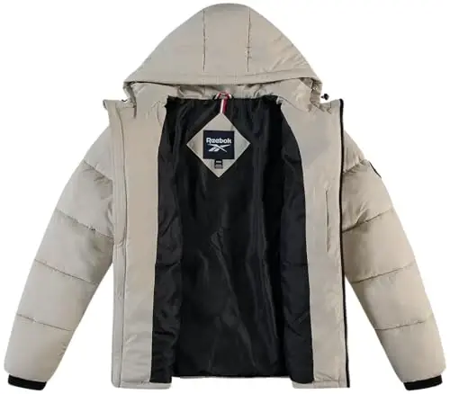 Reebok Mens Jacket - Weather Resistant Winter Jackets for Men Quilted Warm Coat Puffer Jacket with Hood and Pockets - 2