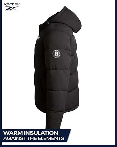 Reebok Mens Jacket - Weather Resistant Winter Jackets for Men Quilted Warm Coat Puffer Jacket with Hood and Pockets - 5