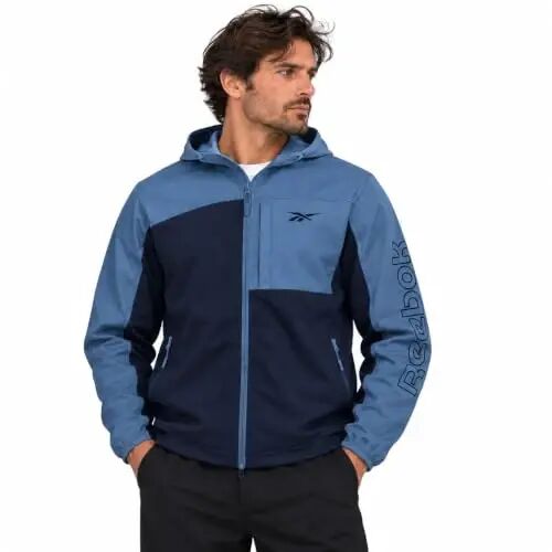 Reebok Mens Lightweight Fleece-Lined Softshell Jacket, Wind Resistant Hood | Wind and Water Resistant Shell for Daily Commutes or Travel, Streamlined Athletic Cut, Protective Collar for Chilly Mornings - Reebok