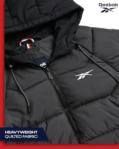 Reebok Men's Puffer Jacket - Heavyweight Weather Resistant Quilted Puffer Coat Rib Cuff - Ski Jackets for Men (Sizes: M-XXL) - 4