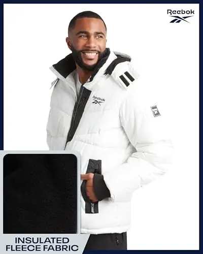 Reebok Mens Puffer Jacket, Quilted Shell Polar Fleece Lined Detachable Hood | Heavyweight Down-Alternative Fill Traps Heat Without Bulk, Water Resistant and Windproof Shell for Commutes or Outdoor Use - 5