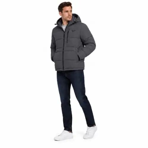 Reebok Mens Puffer Jacket Water & Wind Resistant Hooded Stretch Winter Coat | Soft Insulation with High-Stretch Shell That Moves With You, Rib-Knit Storm Cuffs and Three Zip Pockets for Daily Essentials - Reebok (1)