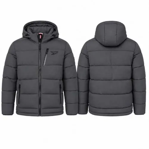 Reebok Mens Puffer Jacket Water & Wind Resistant Hooded Stretch Winter Coat | Soft Insulation with High-Stretch Shell That Moves With You, Rib-Knit Storm Cuffs and Three Zip Pockets for Daily Essentials - 4