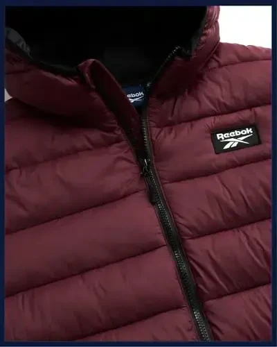Reebok Mens Puffer Jacket - Weather Resistant Lightweight Quilted Warm Hooded Mens Winter Coats - Insulated Jackets for Men - 5