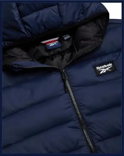 Reebok Mens Puffer Jacket - Weather Resistant Lightweight Quilted Warm Hooded Mens Winter Coats - Insulated Jackets for Men - 5