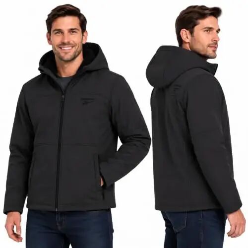 Reebok Mens Softshell Jacket - Bonded Sherpa Fleece Lined Winter Coat | Wind & Water-Resistant Shell, Adjustable Drawcord Hood, Reversed-Coil Zippers with Logo Pulls, Hidden Zip Hand Pockets - Reebok (1)