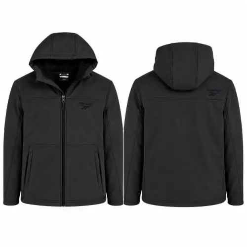 Reebok Mens Softshell Jacket - Bonded Sherpa Fleece Lined Winter Coat | Wind & Water-Resistant Shell, Adjustable Drawcord Hood, Reversed-Coil Zippers with Logo Pulls, Hidden Zip Hand Pockets - 3