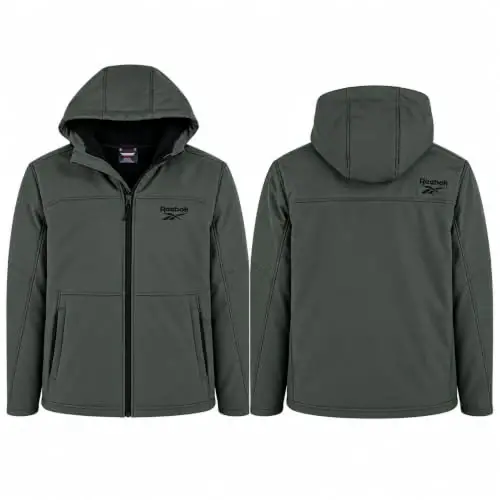 Reebok Mens Softshell Jacket - Bonded Sherpa Fleece Lined Winter Coat | Wind & Water-Resistant Shell, Adjustable Drawcord Hood, Reversed-Coil Zippers with Logo Pulls, Hidden Zip Hand Pockets - 3