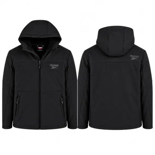Reebok Mens Softshell Jacket Midweight Bonded Sherpa Hooded Winter Coat | Wind & Water-Resistant Shell, Adjustable Drawcord Hood, Reversed-Coil Zippers with Logo Pulls, Hidden Zip Hand Pockets - 3
