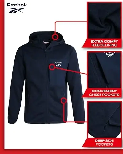 Reebok Men's Sweater Jacket - Fleece Lined Weather Resistant Insulated Outerwear - Cozy Sweater Jackets for Men (Sizes: M-XXL) - REEBOK (1)