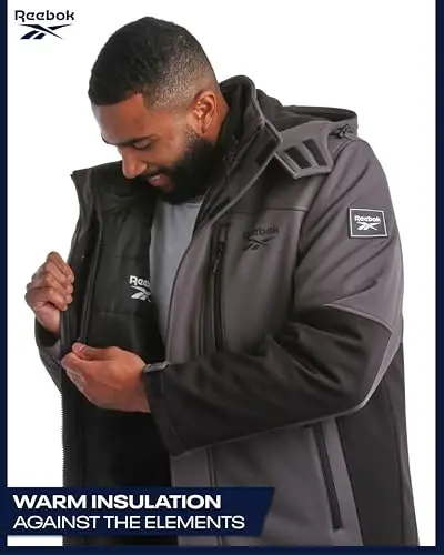 Reebok Men's Winter Coat –Softshell Jacket with Removable Puffer Coat – System Ski Jacket for Men (M-XXL) - 4