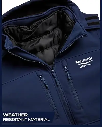 Reebok Mens Winter Coats - 3 in 1 System Hooded Softshell Windbreaker Jacket and Quilted Puffer Insulated Mens Ski Jacket - 5