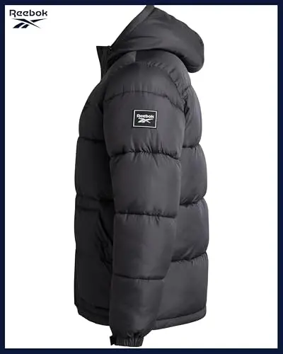 Reebok Mens Winter Jacket - Heavyweight Insulated Mens Winter Coat - Wind Water Resistant Quilted Puffer Jackets for Men - 4