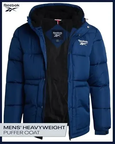 Reebok Mens Winter Jacket - Heavyweight Insulated Mens Winter Coat - Wind Water Resistant Quilted Puffer Jackets for Men - 2
