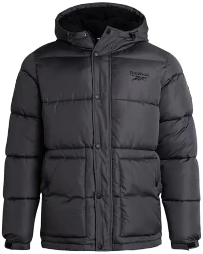 Reebok Mens Winter Jacket - Heavyweight Insulated Mens Winter Coat - Wind Water Resistant Quilted Puffer Jackets for Men 
