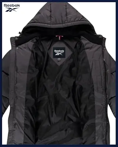 Reebok Mens Winter Jacket - Heavyweight Insulated Mens Winter Coat - Wind Water Resistant Quilted Puffer Jackets for Men - 4