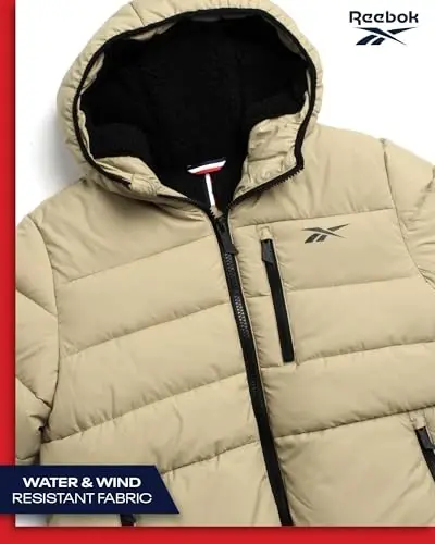 Reebok Men's Winter Jacket - Heavyweight Quilted Puffer Parka Coat - Ski Jacket for Men, Sherpa Lined Hood (S-XL) - 4