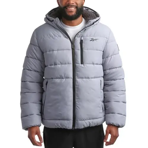 Reebok Mens Winter Jacket - Heavyweight Sherpa Lined Puffer Parka Mens Winter Coat - Insulated Quilted Ski Jacket for Men 
