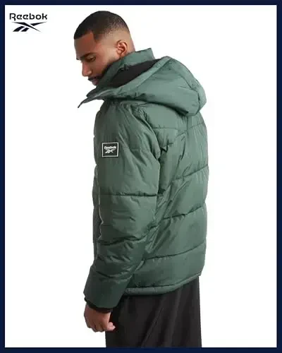 Reebok Mens Winter Jacket - Thick Heavyweight Ski Winter Coat - Warm Insulated Quilted Hooded Puffer Coat for Men - 7