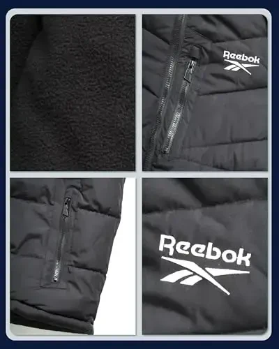 Reebok Mens Winter Jacket - Thick Heavyweight Ski Winter Coat - Warm Insulated Quilted Hooded Puffer Coat for Men - 3