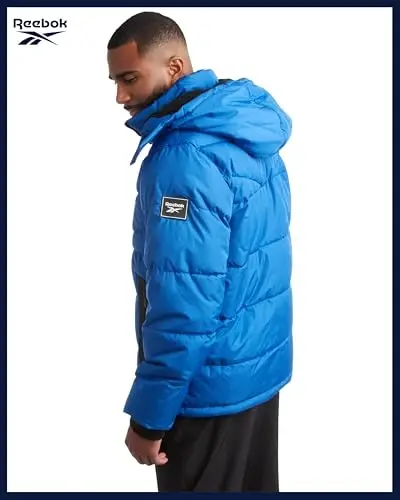 Reebok Mens Winter Jacket - Thick Heavyweight Ski Winter Coat - Warm Insulated Quilted Hooded Puffer Coat for Men - 2