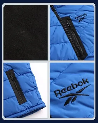 Reebok Mens Winter Jacket - Thick Heavyweight Ski Winter Coat - Warm Insulated Quilted Hooded Puffer Coat for Men - 4