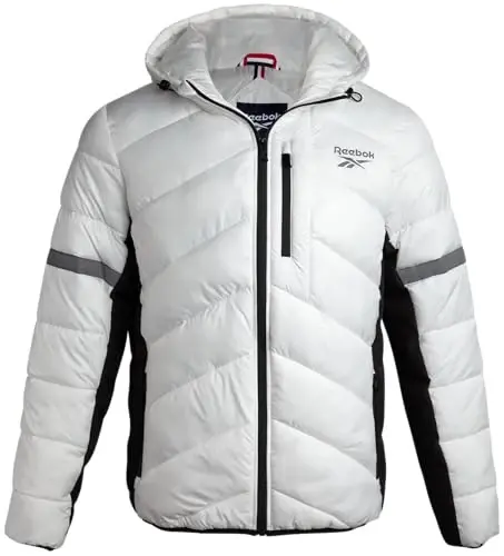 Reebok Mens Winter Jacket - Water Resistant Heavy Puffer Coat with Hood - Quilted Insulated Warm Winter Coat for Men 