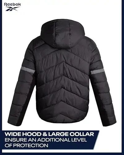 Reebok Mens Winter Jacket - Water Resistant Heavy Puffer Coat with Hood - Quilted Insulated Warm Winter Coat for Men - 6
