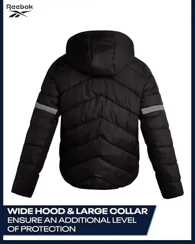 Reebok Mens Winter Jacket - Water Resistant Heavy Puffer Coat with Hood - Quilted Insulated Warm Winter Coat for Men - 6