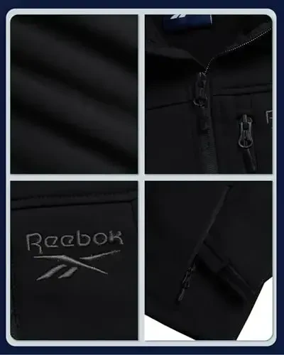 Reebok o'g'il bolalar softshell kurtkasi - Polar Fleece bilan qoplangan shamol va suvga chidamli kaputli qishki palto - O'g'il bolalar uchun kundalik ustki kiyim - 3