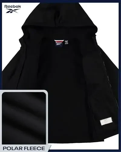 Reebok o'g'il bolalar softshell kurtkasi - Polar Fleece bilan qoplangan shamol va suvga chidamli kaputli qishki palto - O'g'il bolalar uchun kundalik ustki kiyim - 4