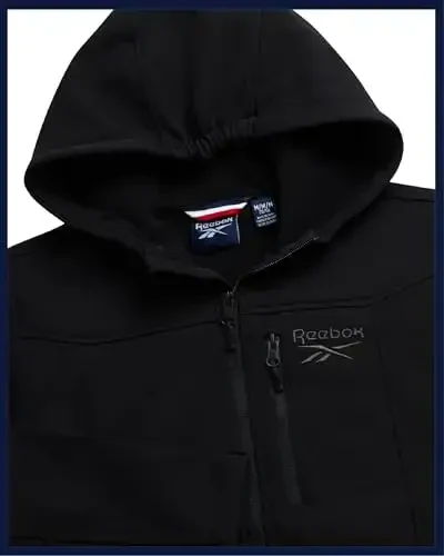 Reebok o'g'il bolalar softshell kurtkasi - Polar Fleece bilan qoplangan shamol va suvga chidamli kaputli qishki palto - O'g'il bolalar uchun kundalik ustki kiyim - 5