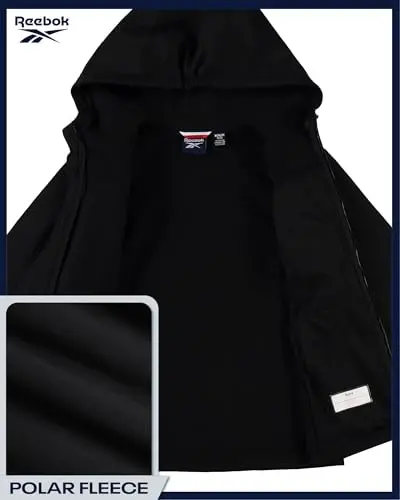 Reebok o'g'il bolalar softshell kurtkasi - Polar Fleece bilan qoplangan shamol va suvga chidamli kaputli qishki palto - O'g'il bolalar uchun kundalik ustki kiyim - 4