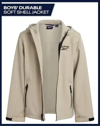 Reebok Boys Fleece Jacket - Polar Fleece Lined Wind & Water Resistant Softshell Winter Jacket - Outdoor Winter Coat for Boys - 2