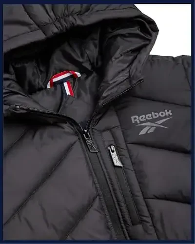 Reebok o'g'il bolalar uchun puffer kurtka - Og'ir vaznli tikilgan shamol va suvga chidamli o'g'il bolalar qishki paltosi - Izolyatsiya qilingan pufakchali bolalar qishki kurtkasi - 5