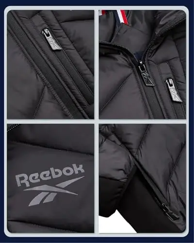 Reebok o'g'il bolalar uchun puffer kurtka - Og'ir vaznli tikilgan shamol va suvga chidamli o'g'il bolalar qishki paltosi - Izolyatsiya qilingan pufakchali bolalar qishki kurtkasi - 3