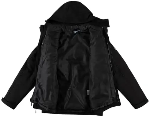 Reebok Softshell Mens Winter Coats - 3 in 1 System Hooded Softshell Windbreaker and Quilted Puffer Winter Jackets for Men - 2