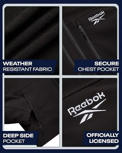 Reebok Softshell Mens Winter Coats - 3 in 1 System Hooded Softshell Windbreaker and Quilted Puffer Winter Jackets for Men - 3