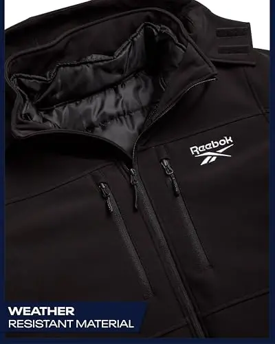Reebok Softshell Mens Winter Coats - 3 in 1 System Hooded Softshell Windbreaker and Quilted Puffer Winter Jackets for Men - 5