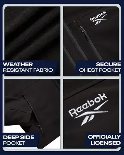 Reebok Softshell Mens Winter Coats - 3 in 1 System Hooded Softshell Windbreaker and Quilted Puffer Winter Jackets for Men - 3