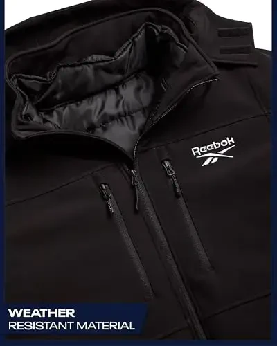Reebok Softshell Mens Winter Coats - 3 in 1 System Hooded Softshell Windbreaker and Quilted Puffer Winter Jackets for Men - 5